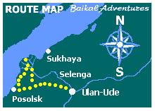 Selenga River Delta map of route